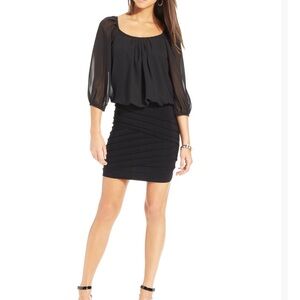 B Darlin Black Dress Size L Cocktail Party Formal Sheer Bodycon NWT